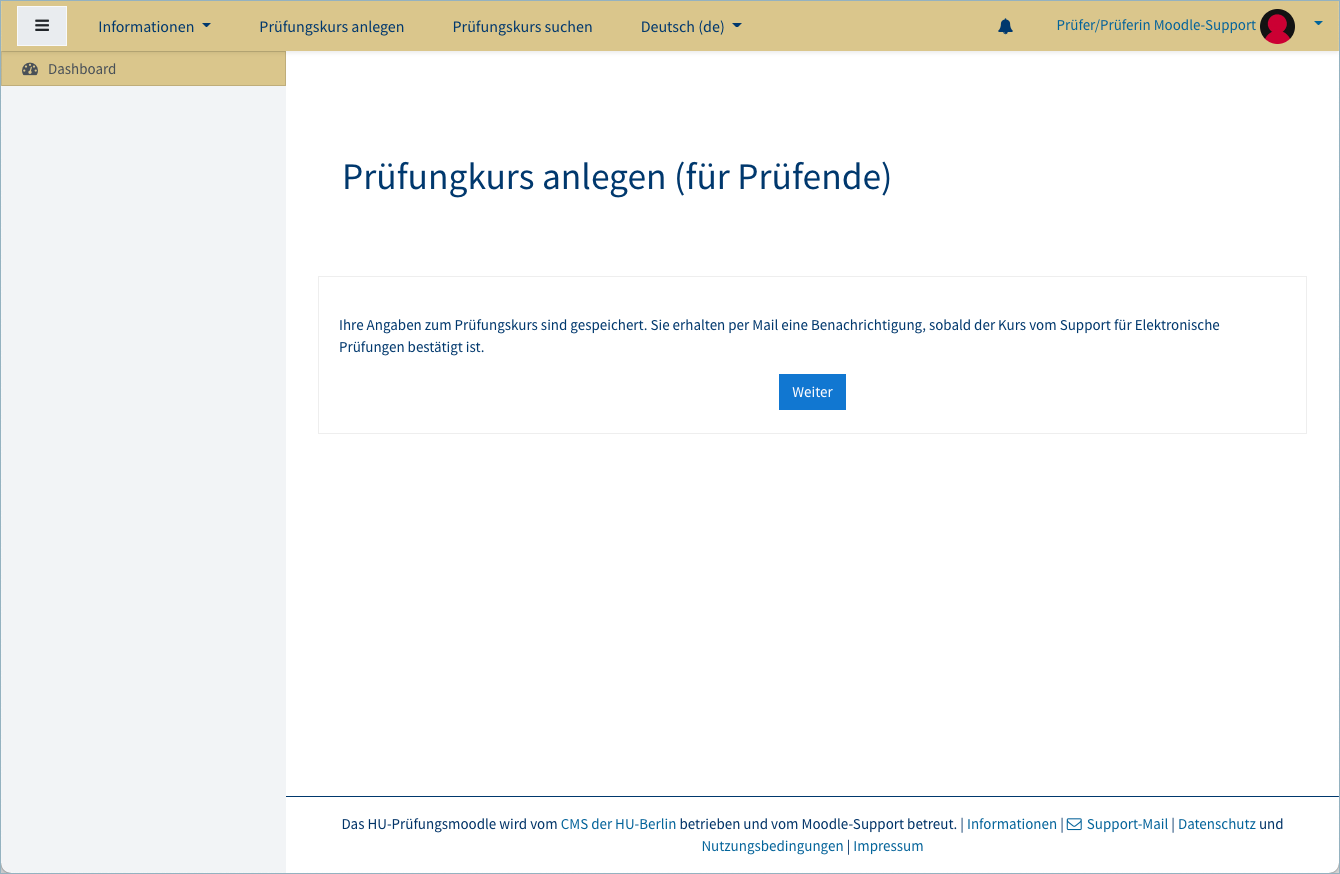 Message after the registration