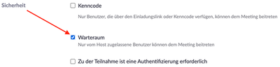 Zoom Bild 8: Einstellung Warteraum vor Meetingbeginn